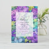 Invitation Mariage Floral Citron et Violet (Debout devant)