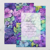 Invitation Mariage Floral Citron et Violet (Devant / Derrière)