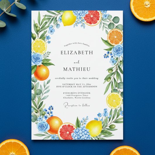 Invitation Mariage Floral Citron Jaune Romance