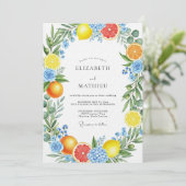 Invitation Mariage Floral Citron Jaune Romance (Debout devant)