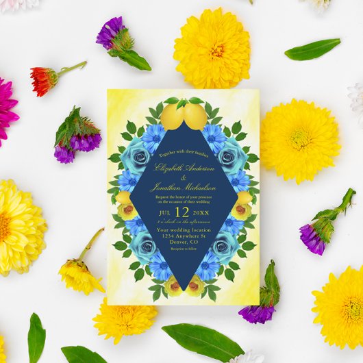 Invitation Mariage floral citron soleil