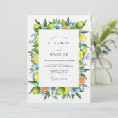 Invitation Mariage Floral Citron Vert Romance (Debout devant)