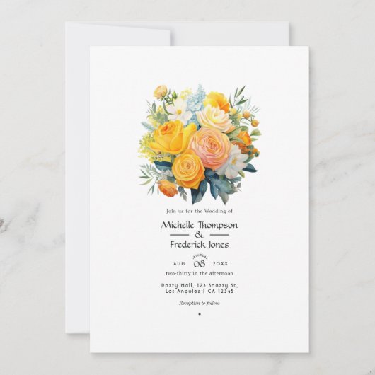 Invitation Mariage floral Citrus (Devant)