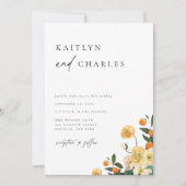 Invitation Mariage floral Citrus Orange (Devant)