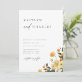 Invitation Mariage floral Citrus Orange (Debout devant)