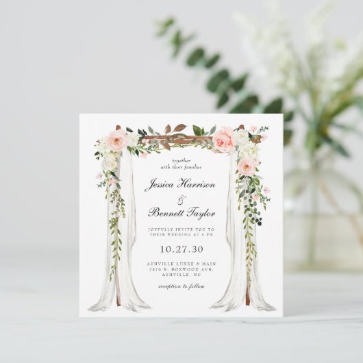 Invitation Mariage floral clair (Debout devant)