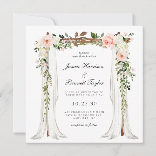 Invitation Mariage floral clair (Devant)