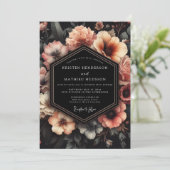 Invitation Mariage Floral Clair-obscur Rose (Debout devant)