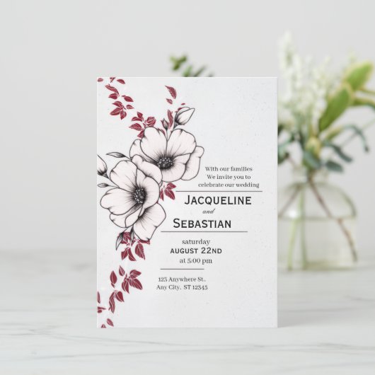 Invitation Mariage Floral Classique (Debout devant)