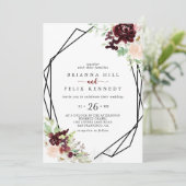 Invitation Mariage floral classique géométrique (Debout devant)