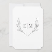 Invitation Mariage Floral Classique Monogramme Noir Blanc (Dos)