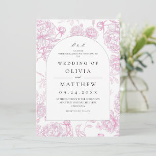 Invitation Mariage Floral Classique Rose à la Française