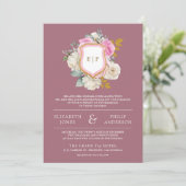 Invitation Mariage Floral Code QR Crête Mauve Rose Poussiéreu (Debout devant)
