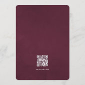 Invitation Mariage floral code QR RSVP Navy et prune (Dos)