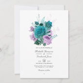 Invitation Mariage Floral Code QR Turquoise et Lavande (Devant)