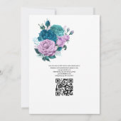 Invitation Mariage Floral Code QR Turquoise et Lavande (Dos)