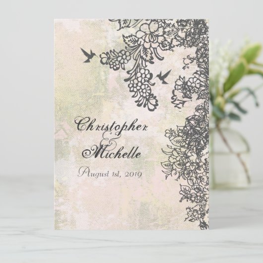Invitation Mariage floral colibri Inviter Réception & RSVP (Debout devant)