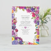 Invitation Mariage floral coloré (Debout devant)
