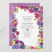 Invitation Mariage floral coloré (Devant / Derrière)