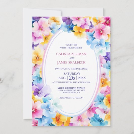 Invitation Mariage floral coloré (Devant)