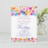 Invitation Mariage floral coloré (Debout devant)