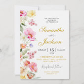 Invitation Mariage Floral Coloré de Printemps (Devant)