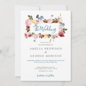 Invitation Mariage Floral Coloré Et Papillon (Devant)