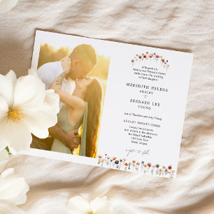 Invitation Mariage floral coloré officiel photo horizontale