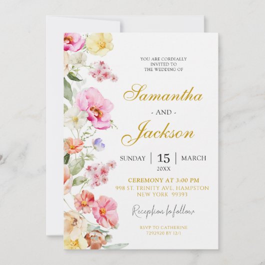 Invitation Mariage floral coloré printemps (Devant)