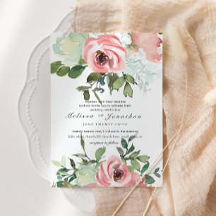 Invitation Mariage floral coquille d'oeuf et blush