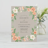 Invitation Mariage Floral Corail Douce (Debout devant)