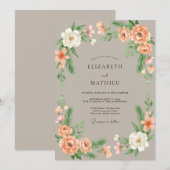 Invitation Mariage Floral Corail Douce (Devant / Derrière)