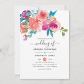 Invitation Mariage floral corail et fandango (Devant)