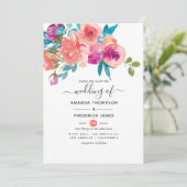 Invitation Mariage floral corail et fandango (Debout devant)