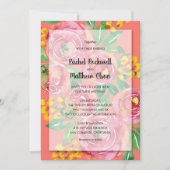 Invitation Mariage Floral Corail Jaune Rose (Devant)