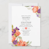 Invitation Mariage Floral Corail Vivant (Devant)