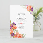 Invitation Mariage Floral Corail Vivant (Debout devant)
