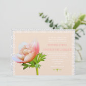 Invitation Mariage floral Coral et Lace Peony (Debout devant)