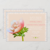 Invitation Mariage floral Coral et Lace Peony (Devant / Derrière)