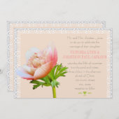 Invitation Mariage floral Coral et Lace Peony (Devant / Derrière)