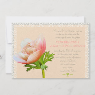 Invitation Mariage floral Coral et Lace Peony