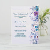 Invitation Mariage floral cordial violet et bleu (Debout devant)