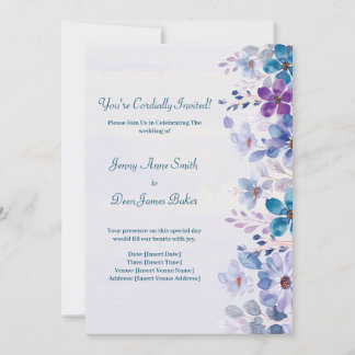 Invitation Mariage floral cordial violet et bleu