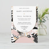 Invitation Mariage floral couleur rose rose (Debout devant)