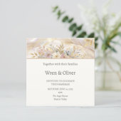 Invitation Mariage Floral Crème (Debout devant)
