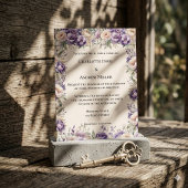 Invitation Mariage floral crème champagne lavande