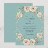 Invitation Mariage Floral Crème de Teinte (Devant / Derrière)
