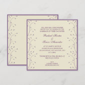 Invitation Mariage floral crème et pourpre (Devant / Derrière)