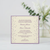 Invitation Mariage floral crème et pourpre (Debout devant)