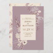 Invitation mariage floral crème moderne (Devant / Derrière)